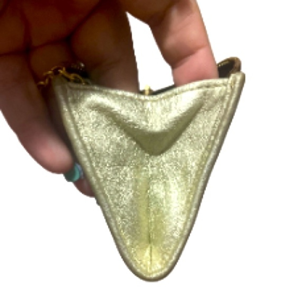 Coach “C” Signature Brown Small Change Purse Wallet Gold Leather Logo & Chain - Picture 7 of 7